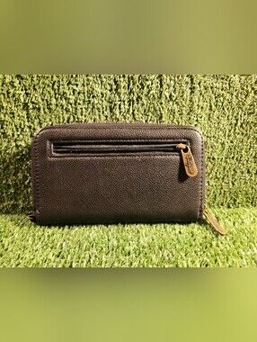 Thirty-One Black Leather Zip Wallet with Branded Pull